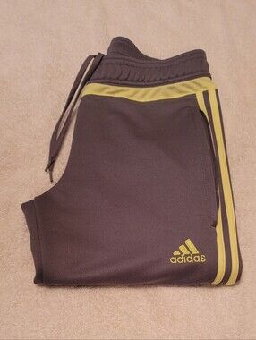 Adidas  Charcoal Gray Joggers with Yellow Trim
